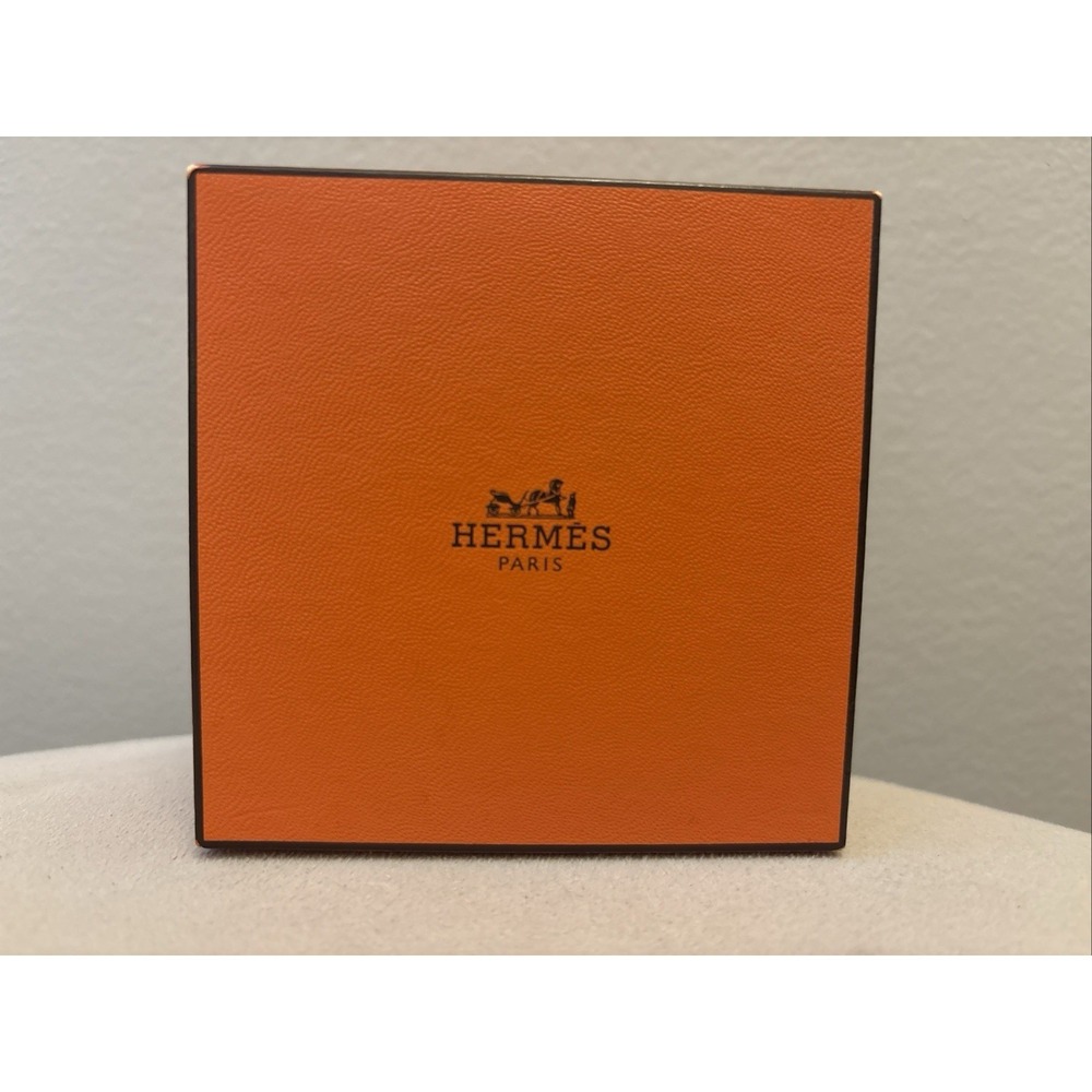 HERMES Heavy Luxury Jewelry Display Box 3.25"x 3.25"x2" & Jewelry Pocket - Picture 2 of 8